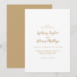 Einfache Kalligrafie|Lässige Hochzeit mit Gold Bac Einladung