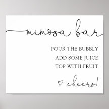 Einfache Kalligrafie Mimosa Bar Drink Zeichen