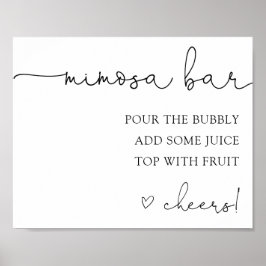 Einfache Kalligrafie Mimosa Bar Drink Zeichen Poster