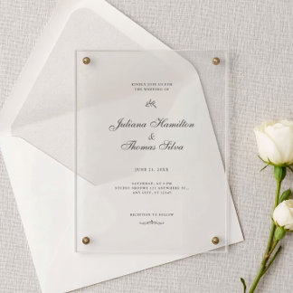 Einfache Kalligrafie Minimalistische Hochzeit Acryleinladungen
