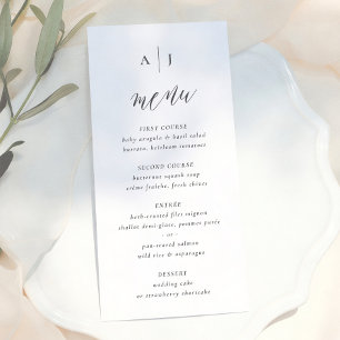 Einfache Kalligrafie-Monogramm-Hochzeitsschriftzug Menükarte
