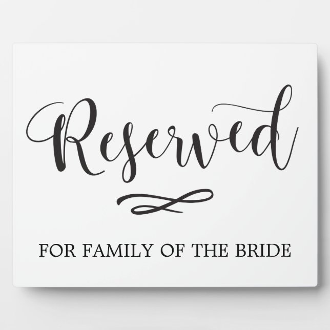 Einfache Kalligrafie reserviert Sitzhochzeitzeiche Fotoplatte (Vorderseite)