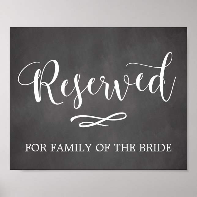 Einfache Kalligrafie reserviert Sitzhochzeitzeiche Poster (Vorne)