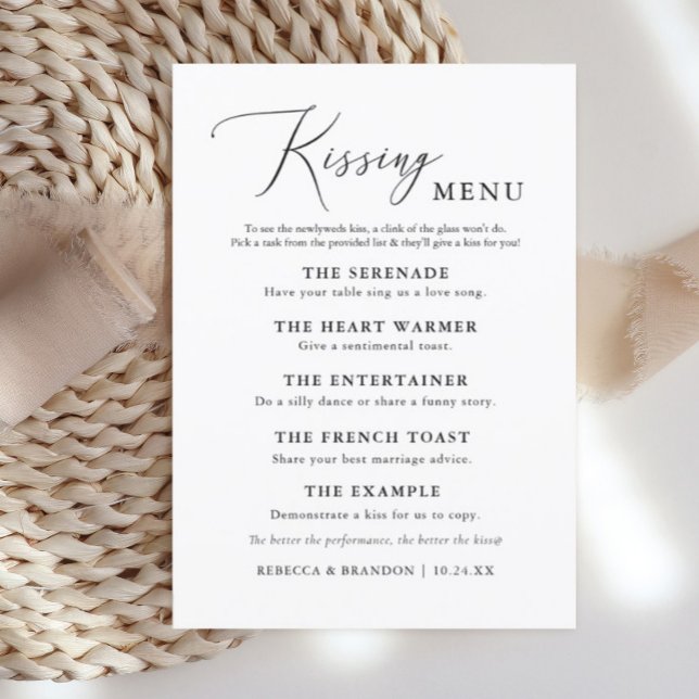 Einfache Kalligrafie Rustic Wedding Kissing Menu Einladung (Von Creator hochgeladen)