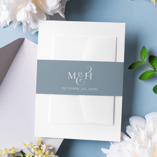 Einfache Kalligrafie-Script-Ampersand-Monogramm Einladungsbanderole (Simple elegant monogram calligraphy ampersand invitation belly band)