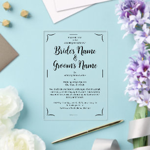 Einfache Kalligrafie Script Black & White Wedding Acryleinladungen