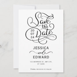 Einfache Kalligrafie Script Moderne Minimal Chic Save The Date