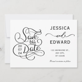 Einfache Kalligrafie Script Moderne Minimal Chic Save The Date