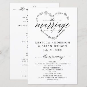 Einfache Kalligrafie-Skript-Elegant-Hochzeitsprogr