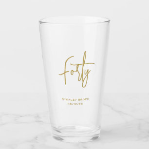 Einfache kalligrafische Goldene 40. Geburtstag Glas