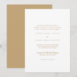 Einfache Kalligraphie|Gold Back Traditionelle Hoch Einladung
