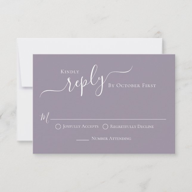 Einfache Kalligraphie Lavender Lilac UAWG RSVP Karte (Vorderseite)