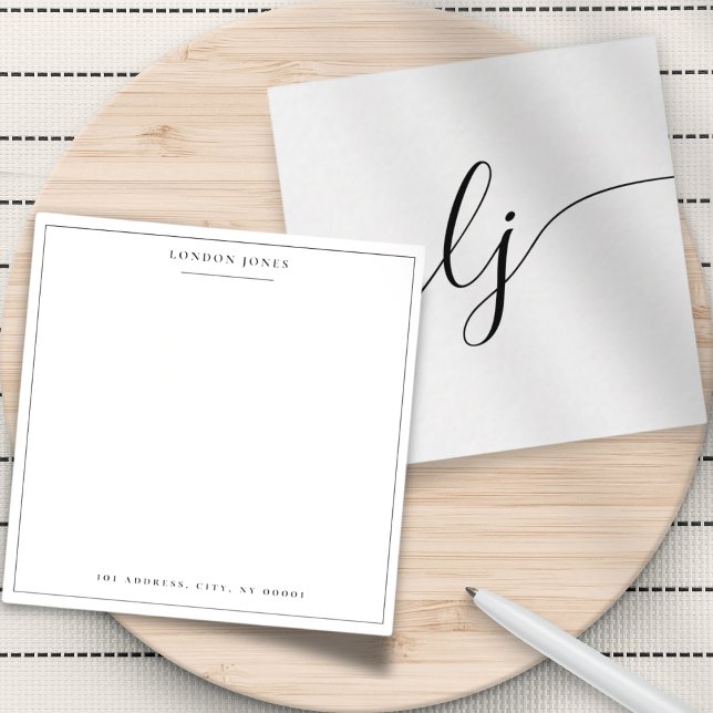 Einfache Kalligraphie Monogramm Elegant Personalis Mitteilungskarte (Von Creator hochgeladen)