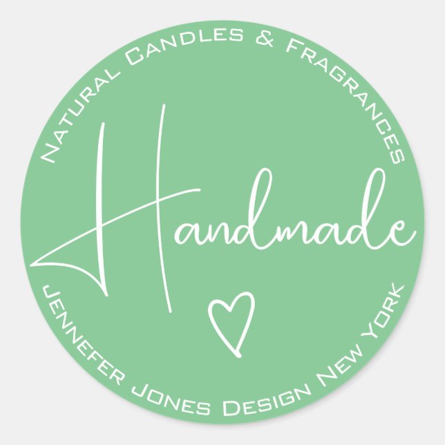Einfache Kalligraphie Pastel Aquamarin handgeferti Runder Aufkleber (Vorderseite)