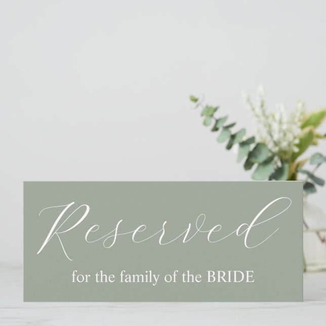 Einfache Kalligraphie reservierte Hochzeitstischfa Einladung (Stehend Vorderseite)