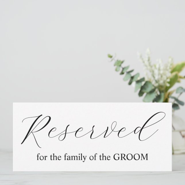 Einfache Kalligraphie reservierte Hochzeitstischfa Einladung (Stehend Vorderseite)