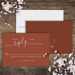 Einfache Kalligraphie Terracotta Classic Gast UAWG RSVP Karte