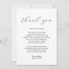 Einfache kalligraphische Hochzeit danke Karte