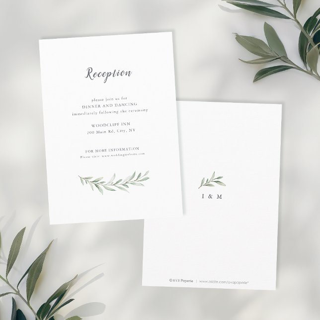 Einfache kalligraphische Hochzeit im rustikalen Gr Begleitkarte (Simple calligraphy rustic greenery wedding enclosure card)