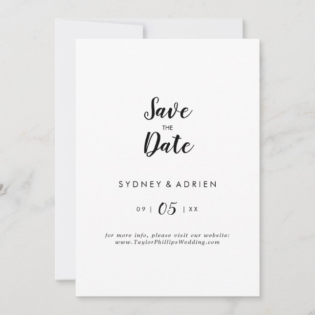 Einfache kalligraphische Hochzeit Save The Date (Vorderseite)