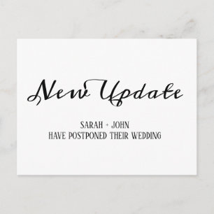 Einfache kalligraphische Hochzeit verzögert Update Postkarte