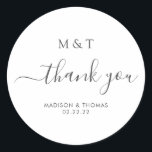 Einfache kalligraphische Monogramm Silbergraue Hoc Runder Aufkleber<br><div class="desc">Einfache Kalligraphie Monogram Silver Gray Wedding Classic Round Sticker</div>