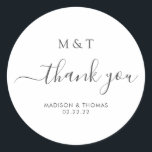 Einfache kalligraphische Monogramm Silbergraue Hoc Runder Aufkleber<br><div class="desc">Einfache Kalligraphie Monogram Silver Gray Wedding Classic Round Sticker</div>