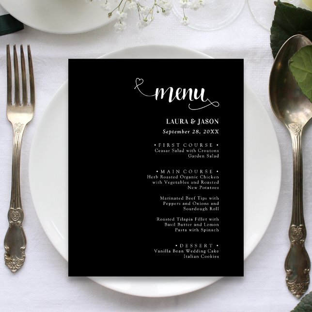 Einfache kalligraphische Rustikale Hochzeitsmenüs (Simple calligraphy rustic wedding menus bring warm charm to your intimate celebration.)