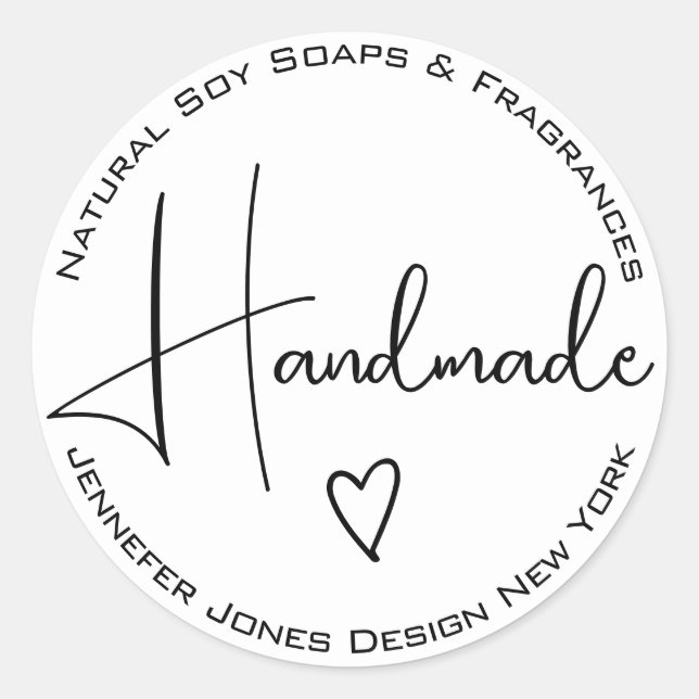 Einfache kalligraphische Schwarz-Weiß-Labels Runder Aufkleber (Vorderseite)