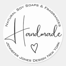 Einfache kalligraphische Schwarz-Weiß-Labels Runder Aufkleber