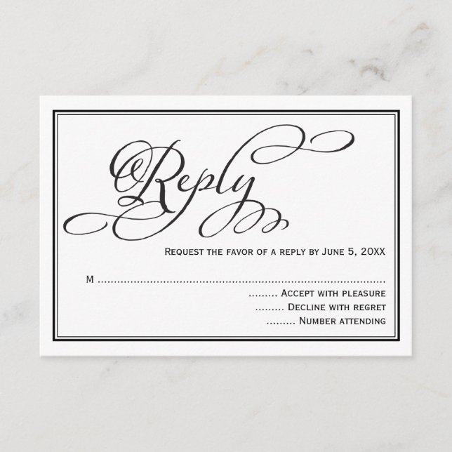 Einfache kalligraphische Skripterwiderrufkarte für RSVP Karte (Vorderseite)