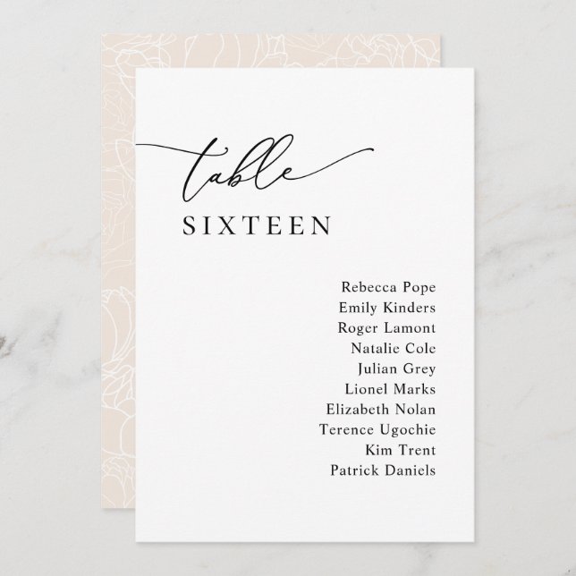 Einfache kalligraphische Tafelkarten mit rustikale Einladung (Vorne/Hinten)