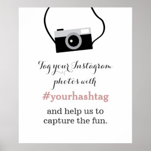 Einfache Kamera Instagram Fotos Hashtag Schild
