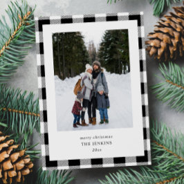 Einfache Karierte Schwarzwaldgrenze 2 Foto Weihnac Feiertagskarte