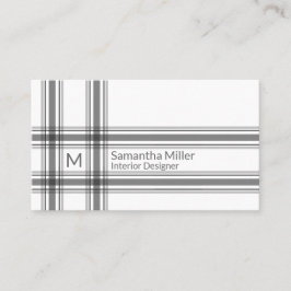 Einfache Karierte Streifen aus Monogramm Moderne M Visitenkarte