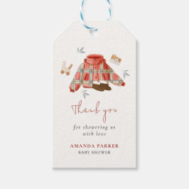 Einfache Karierte Winterkleidung Kinderdusche Dank Geschenkanhänger