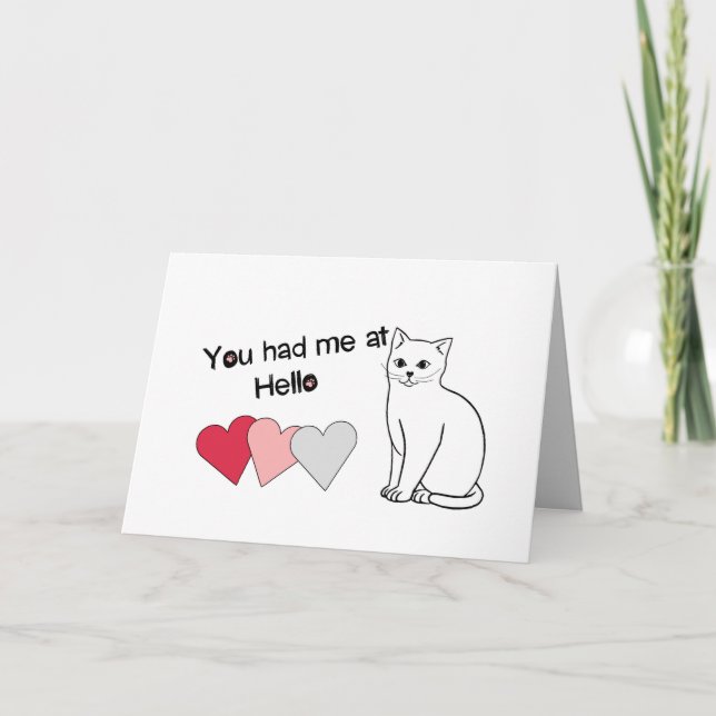Einfache Katze, die Sie mir bei Hello Valentine Ca Dankeskarte (Vorderseite)