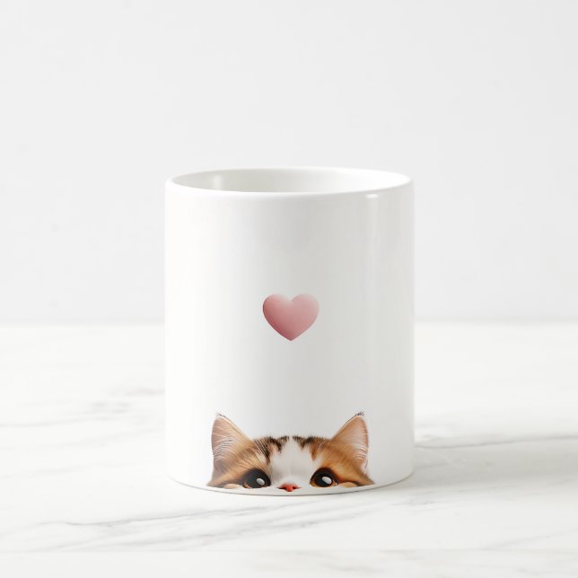 Einfache Katze Valentinstag Kaffeetasse (Mittel)