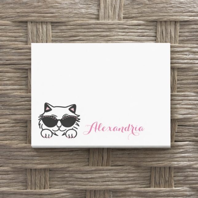 Einfache Katzen-Bling-Sonnenbrille Personalisiert Post-it Klebezettel (Von Creator hochgeladen)