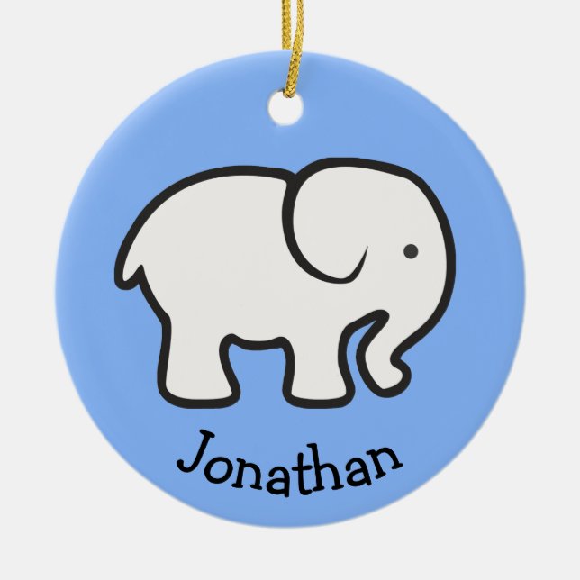 Einfache Keramik mit weißem Elefanten Ornament (Vorne)