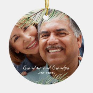 Einfache Kiefernzweige Oma und Opa Ostjahr Keramik Ornament