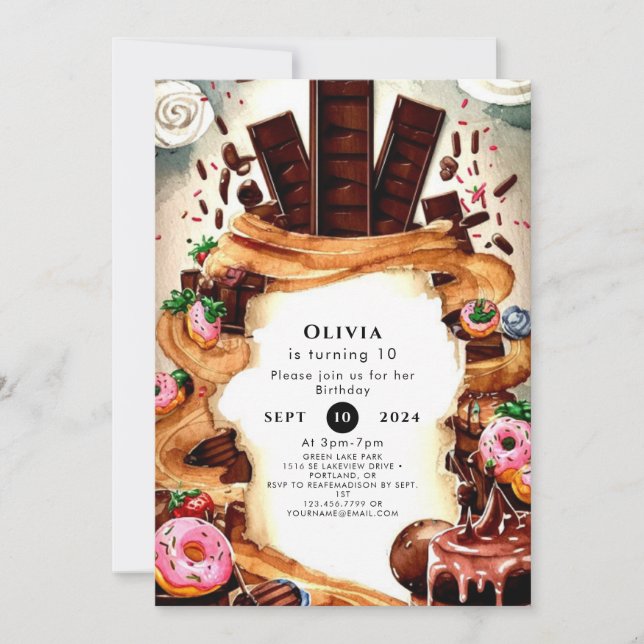 Einfache Kinderschokolade zum Geburtstag Einladung (Vorderseite)