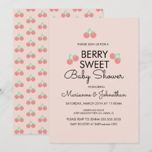 Einfache Kirschen Frucht Rosa Baby Shower Einladun Einladung