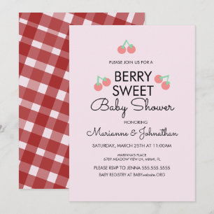 Einfache Kirschen Frucht Rosa Rot Baby Shower  Einladung