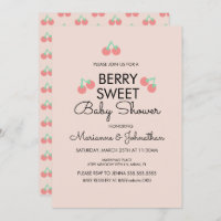 Einfache Kirschen Früchte Rosa Babydusche Einladun