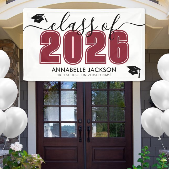 Einfache Klasse der Red Graduation Party 2025 Banner (Simple Class Of 2025 Red Graduation Party Banner ()