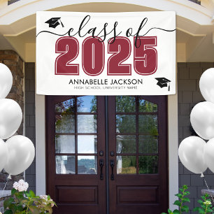 Einfache Klasse der Red Graduation Party 2025 Banner