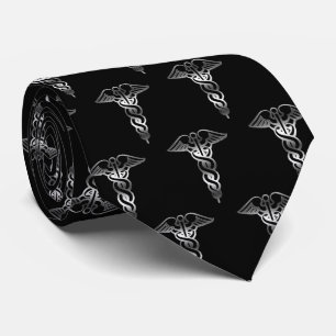 Einfache Klasse Elegant Silver Caduceus Medical Krawatte