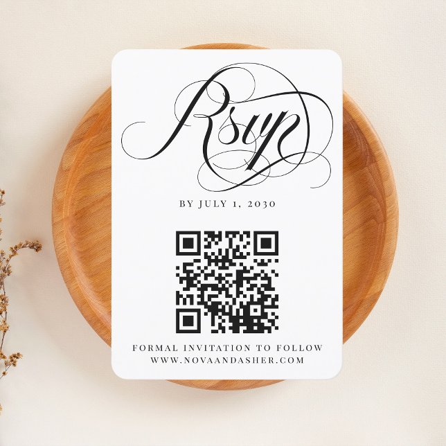 Einfache Klasse Elegantes Script Moderner QR Code RSVP Karte (Von Creator hochgeladen)