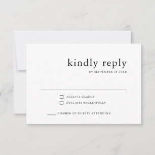 Einfache Klasse Schwarz-Weiß-Hochzeit RSVP Karte